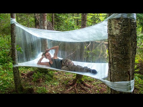 Amazing Bushcraft Tent made from Plastic Wrap!